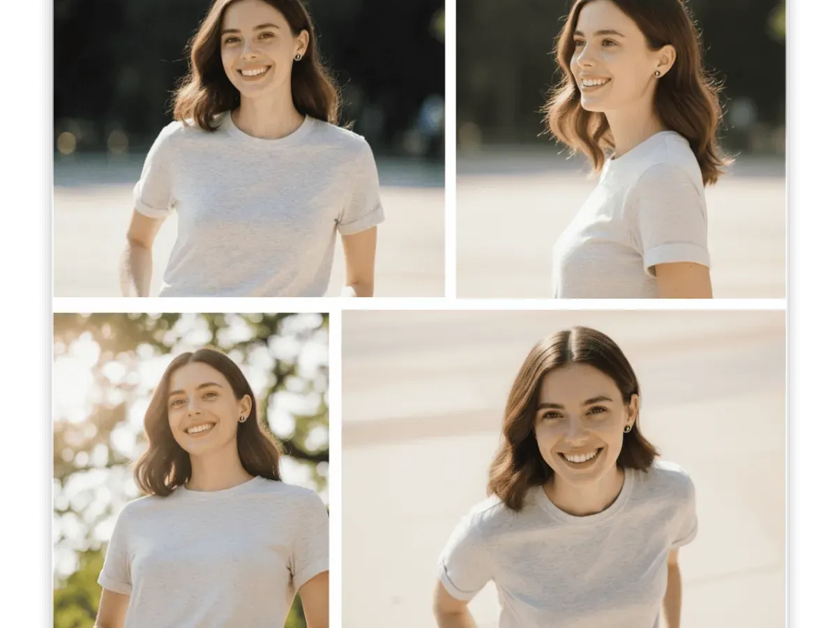 FlowAIVideo one portrait shown from four camera angles