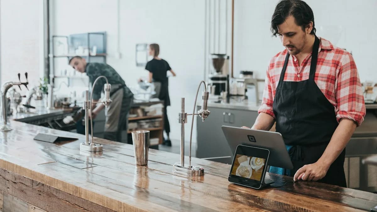 FlowAIVideo use case: café owner working behind the counter
