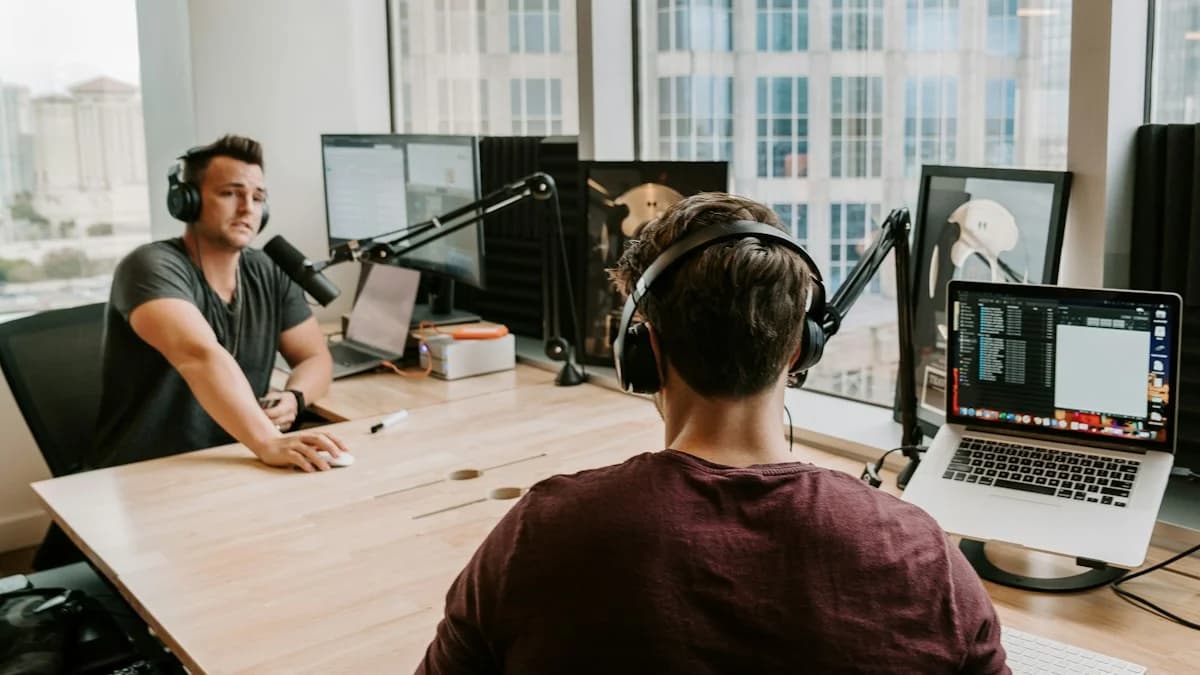 FlowAIVideo use case: two hosts recording a podcast