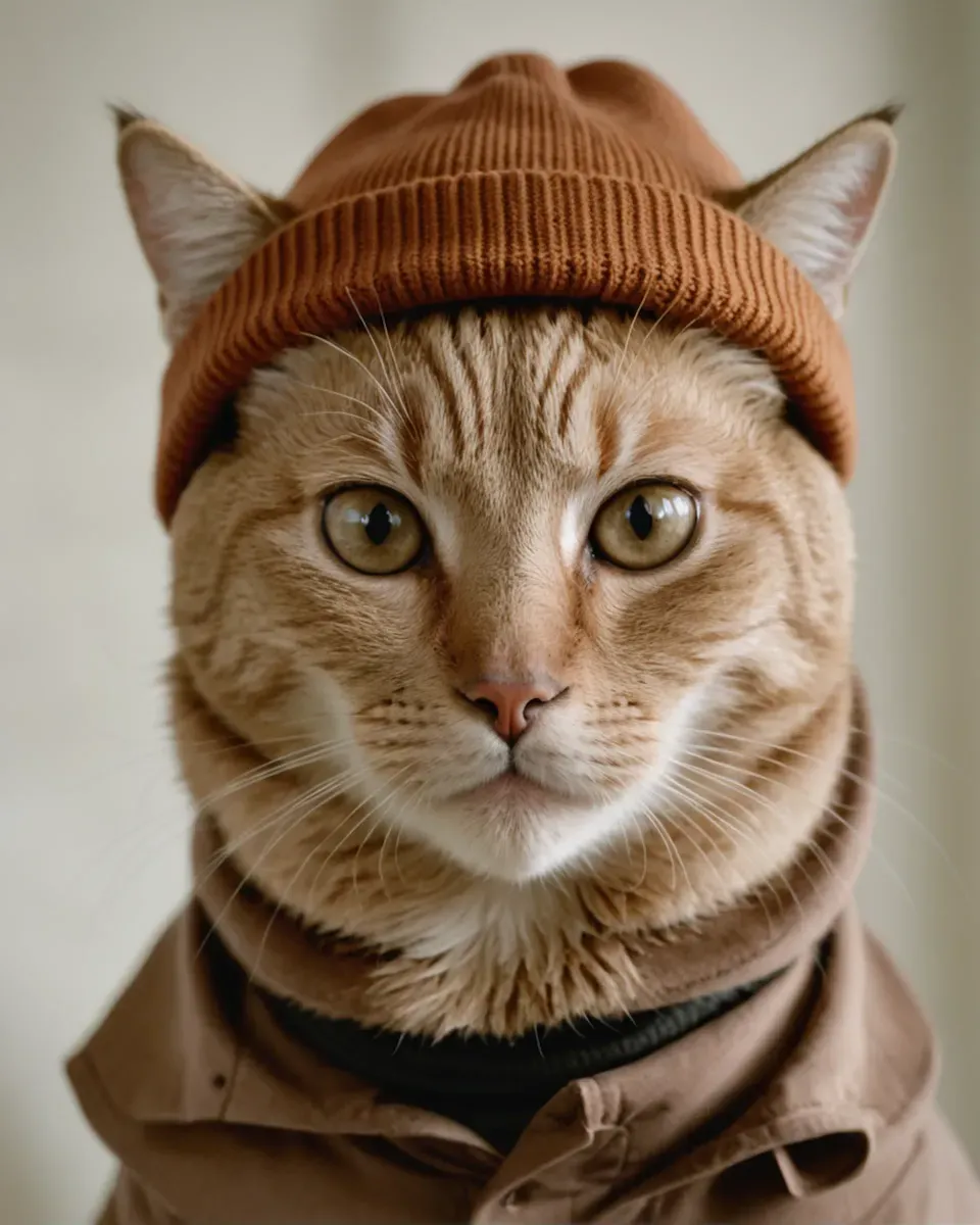 Cat in a Knit Beanie