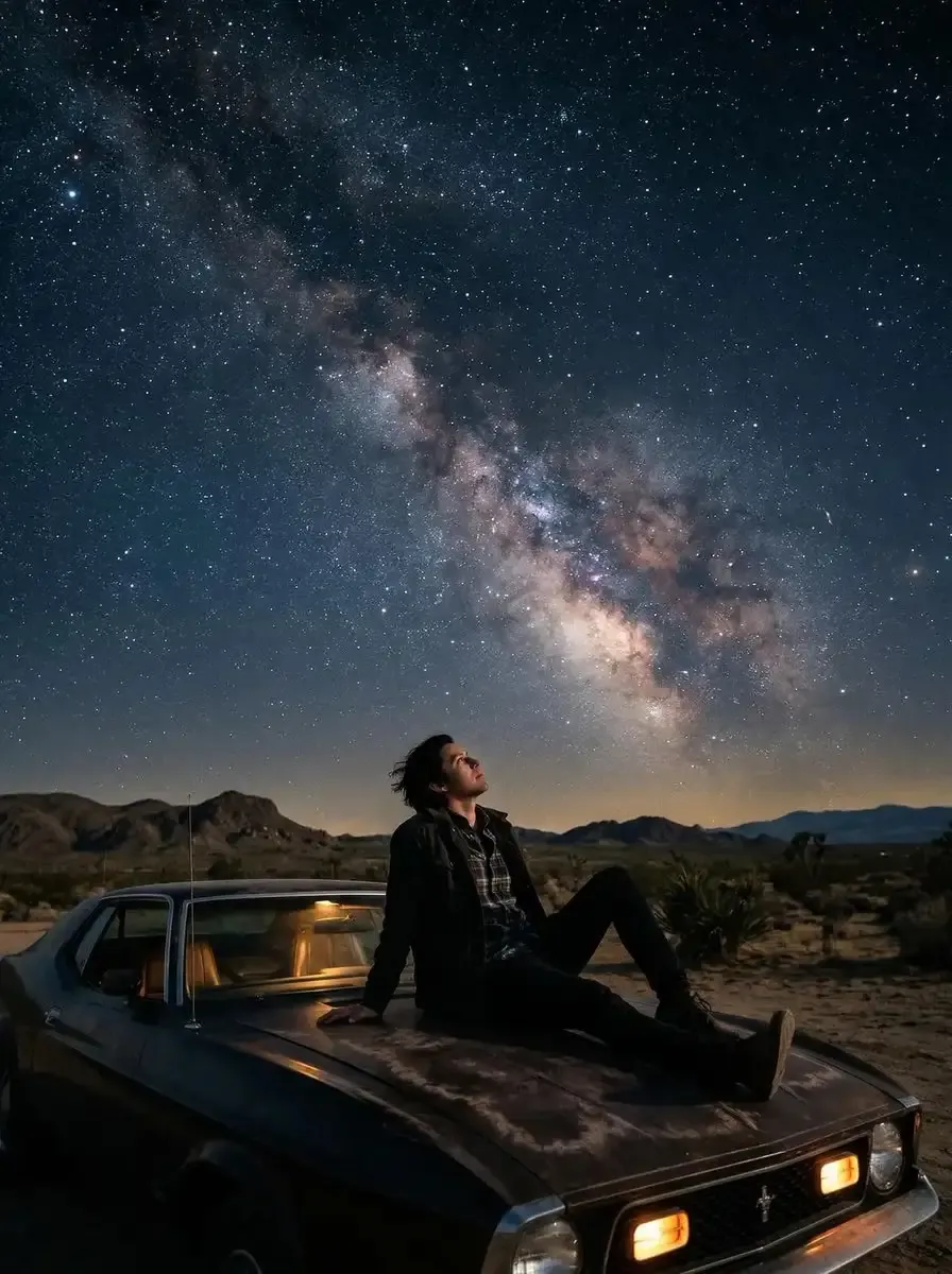 Milky Way Over a Desert Car