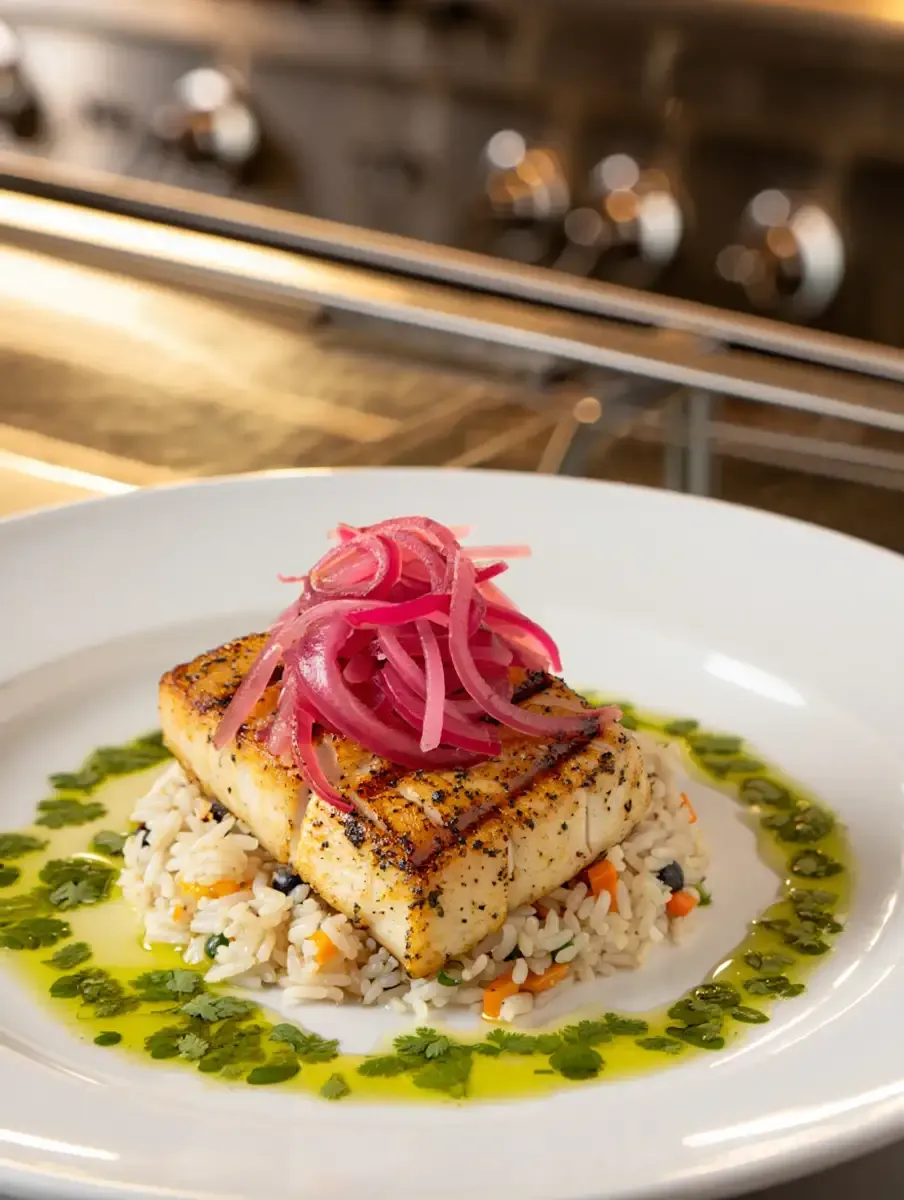 Seared Fish, Fine-Dining Plate