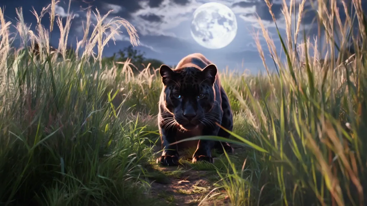 Black Panther Under the Moon