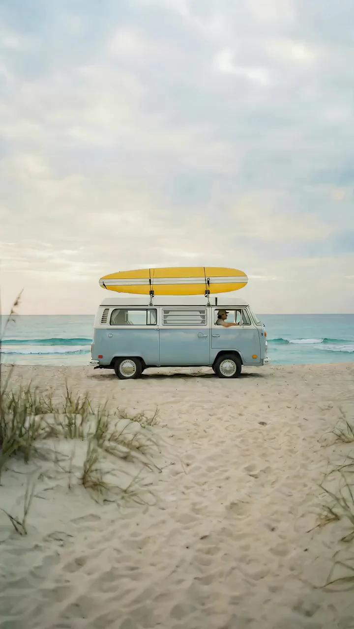 Camper Van on a Beach